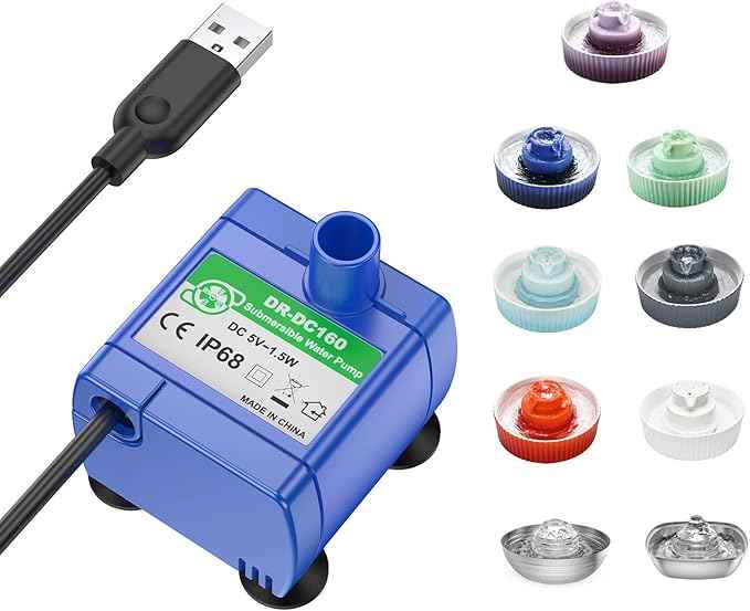 Wonder Creature Cat Fountain Pump for Cupcake and 360 Stainless Steel Fountains, Replacement Motor for Pet Water Fountain