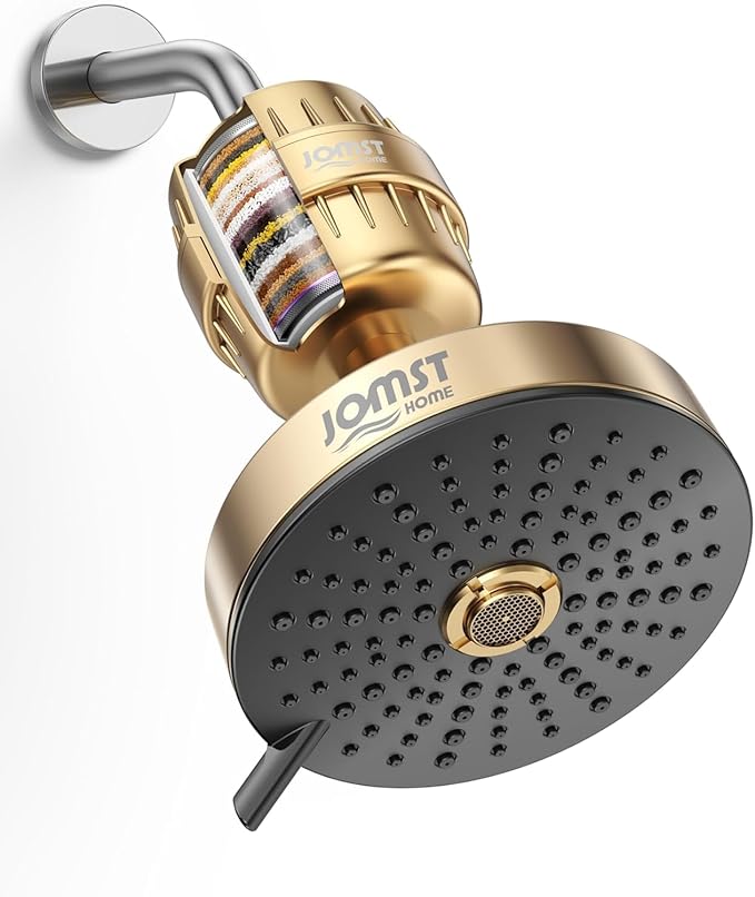 Filtered Shower Head COMBO – for Healthier Skin & Hair | 3 Mode High Pressure Shower Heads with 25-Stage Filtration | Removes 99.947% Chlorine & Heavy Metals | Shower Head ith Filters Set- Golden