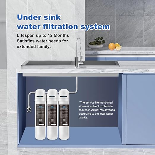 SY GOODLIFE 4-Stage New, Quick Change Direct Connect Under Sink Water Filter System, NSF/ANSI 53&42 Certified to Remove Heavy Metal, Chlorine, Odor & Bad Taste