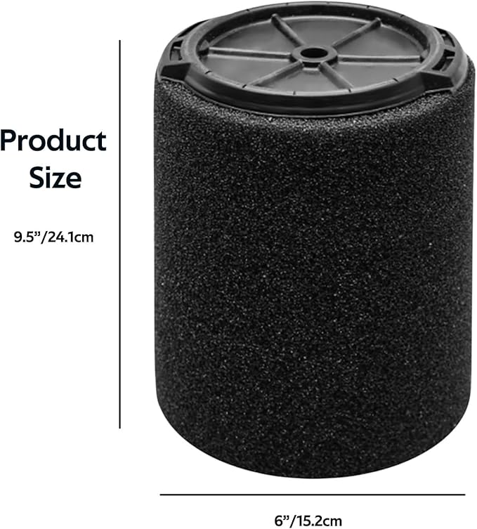 2 Pack VF7000 Replacement Filter Compatible with Ridgid 5-20 Gallon and Husky 6-9 Gallon Wet/Dry Vacuums Foam Wet Application Only Vac - AquaVibe