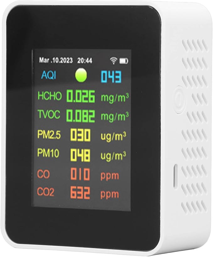 Air Quality Monitor, Air Quality Tester ABS Air Detector Color LCD Digital Display Multifunctional Indoor Test Meter, Indoor Air Quality Meters
