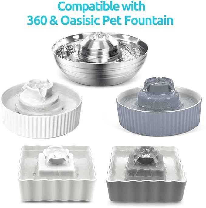 Wave and Cup Cake Porcelain Cat Fountain Filter 8 Carbon Filters 2 Foam Filters Ceramic Pet Fountain Water Dispenser Dog Fountain Replacement Filters(10PACK)
