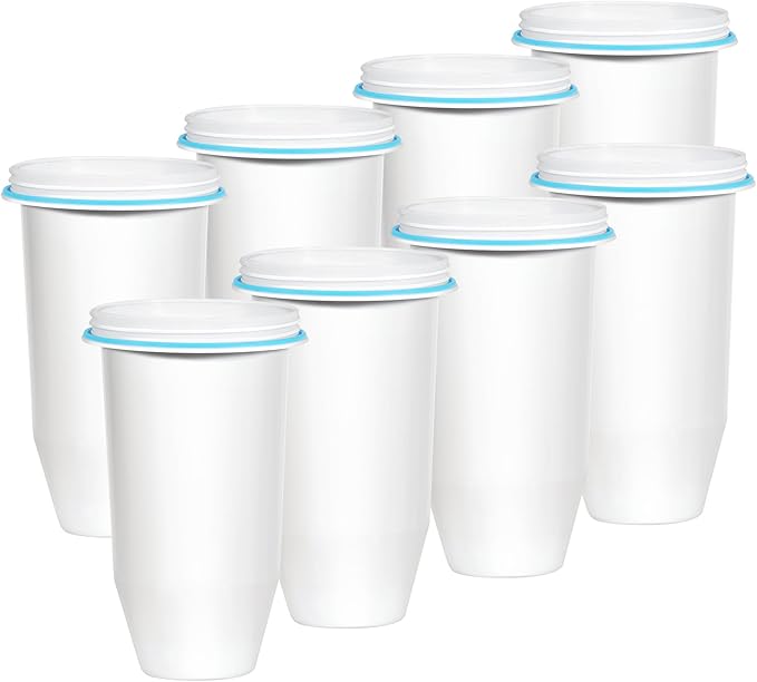 Upgraded 5-Stage Water Filter Replacement for Zero Pitcher & Dispenser, Reduces Lead, Chromium, PFOA & PFOS, Compatible with ZR-001, ZR-004, ZR-017, 8-Pack