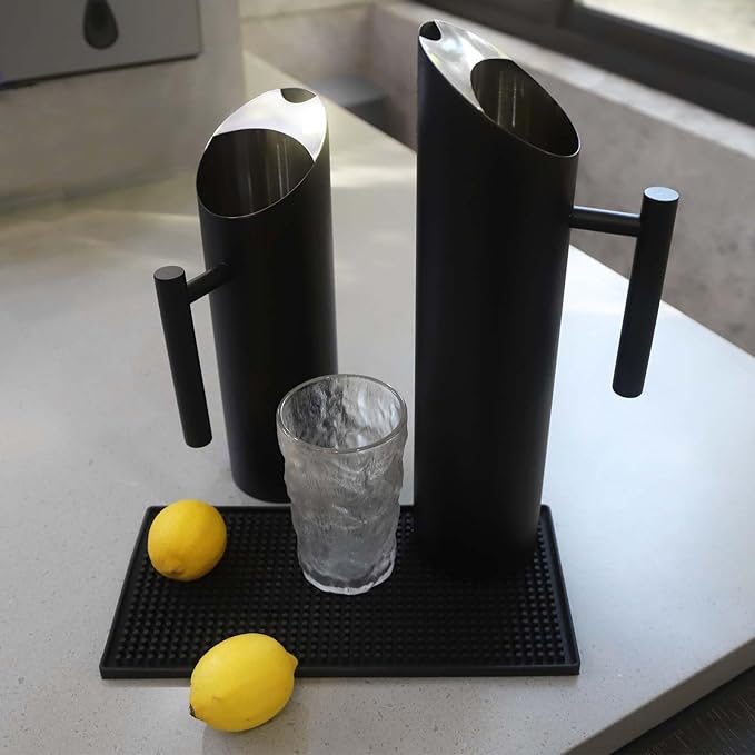 Stainless Steel Water Pitcher Black Metal Pitcher with Ice Guard Cold Drinking Carafe Jug for Juice, Beer, Milk, Ice Tea or Other Beverage by MUGLIO (70oz)
