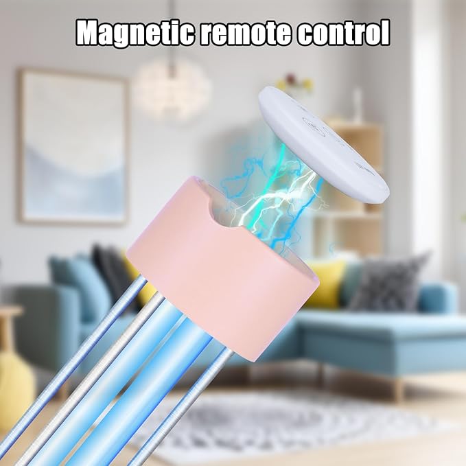 UV Light Sanitizer,60W Ozone-Free Home Disinfection Device for Haloclean UV,254nm UVC Lamp Odor Eliminator for Whole Room,Ultraviolet Light with 3-Speed Timing and Remote