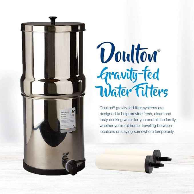 British Berkefeld 2.24 Gallon Gravity-Fed Water Filter System- Stainless Steel with 2x ATC Super Sterasyl Candle Filters