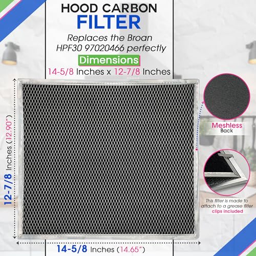Charcoal Filter Replacement Fits 12.90" x 14.65" HPF30 97020466 Broan range hood filter (2 Count)