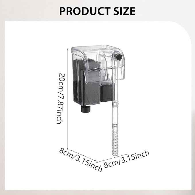 Auto Start Hang on Back Aquarium Adjustable Quiet Fish Tank Hob for Freshwater Accs, A