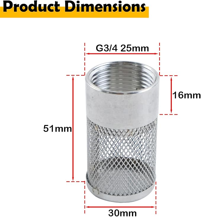 Dia Hose Inlet Suction Strainer Filter, Stainless Steel Water Pump Filter for Garden Irrigation, High Pressure Water Pump, Sprayer & Plumbing Systems (2Pcs 30mm)
