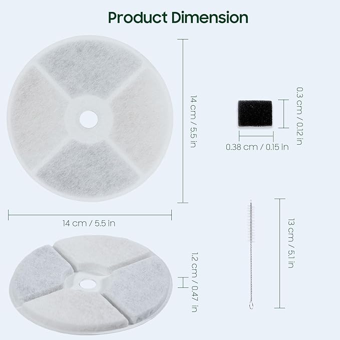 10 PCS Plastic Reduced Version Pet Cat Water Fountain Filters Fit For E versweet Solo 2/Solo SE, E versweet 3 Pro/2S/3, Including Replacement Filters and Replaced Foam Pump Filter (10 pcs)