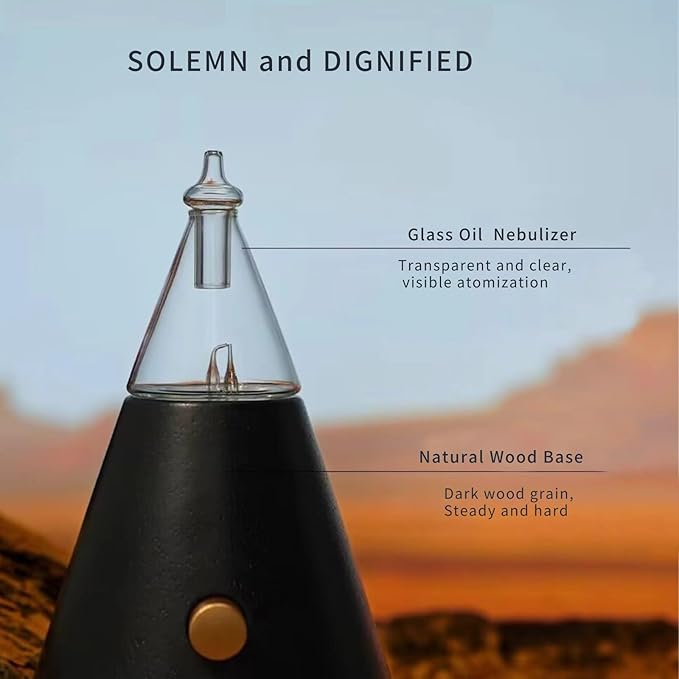 Aroma Nebulizer - Waterless Essential Oil Diffuser with Wood and Glass, Professional Grade atomtzing Diffuser, No Water, No Heat, No Plastic (1 Fragrance Included)