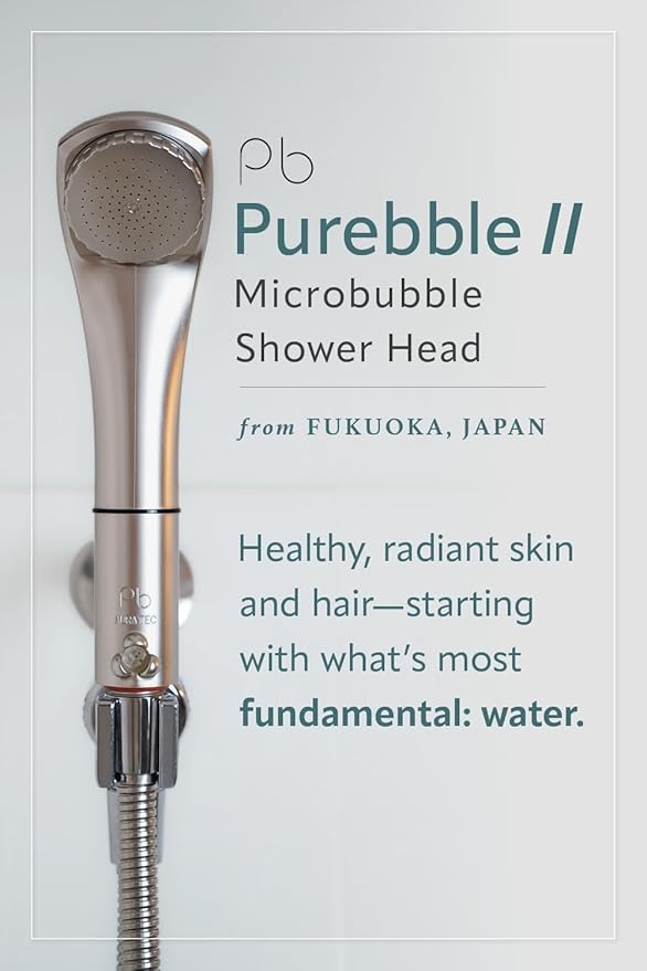 Purebble II Japanese Microbubble Shower Head | Made in Japan | Deep Cleansing, Water-Saving, High-Pressure Spa Experience | Eco-Friendly, Easy Installation (Champagne Gold)