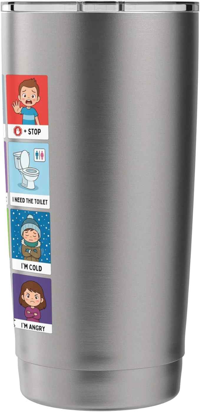 Autism ACC Communication Non Verbal Visual Aid Autistic Kids Stainless Steel Insulated Tumbler