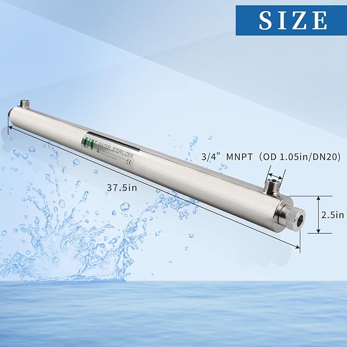 12GPM Ultraviolet Water Filter Replacement for Whole House Reverse Osmosis Drinking Water System, 3s to Fill a 200ml Water Cup, 55W,110V,+1 Extra UV Tube
