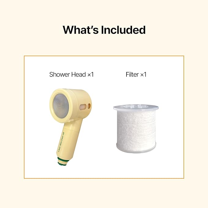 Glow On and On Shower Head & Vitamin B12 Cartridge Set – Filter Shower Head + Skin Vitality Vitamin Cartridge + Leak-Proof Connector Case Holiday Gift Set