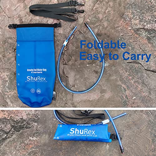 6L Gravity Fed Water Bag for Sawyer Survival Water Filter Straw