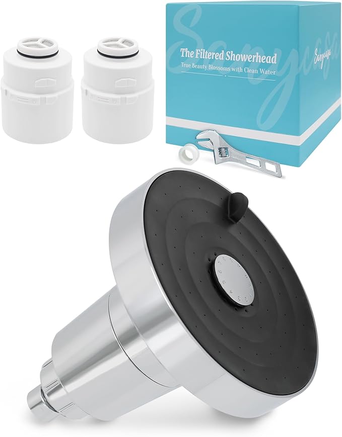 Filtered Shower Head for Hard Water and 2 Replacement Filters Set, KDF-55 Filter Dermatologist Recommended for Softening Hard Water