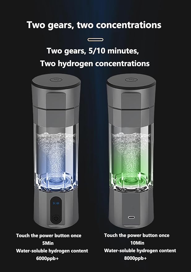 Portable PEM Hydrogen Water Bottle Generator, 200ML Smart Hydrogenated Water Bottle with Platinum Electrodes – Rechargeable Molecular Hydrogen Water Machine for Travel, Fitness & Home
