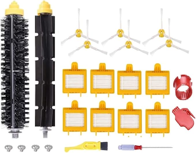 Replacement Parts for iRobot Roomba 700 Series 770 777 760 761 780 790 Robotic Vacuum Cleaners 8pc Filter 6pc Side Brush 1pc Bristle Brush Flexible Beater Brush Cleaning Tool - AquaVibe