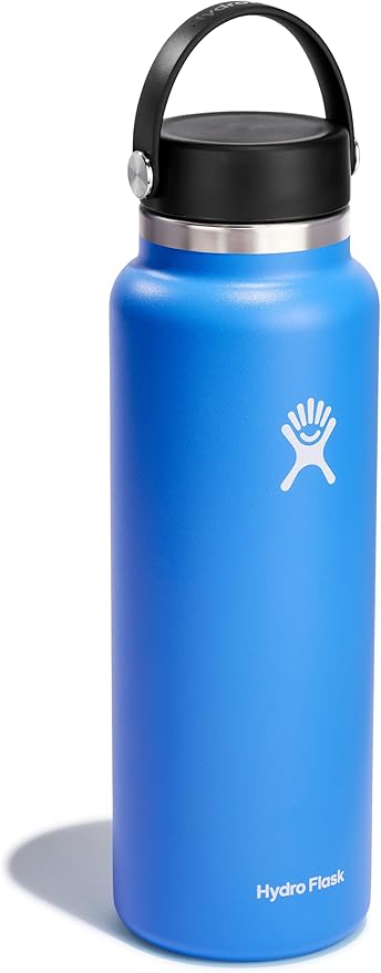Hydro Flask Water Bottle - Insulated Stainless Steel - Wide Mouth Flex Lid, Non Spill, Leakproof and Refillable in 40 Oz
