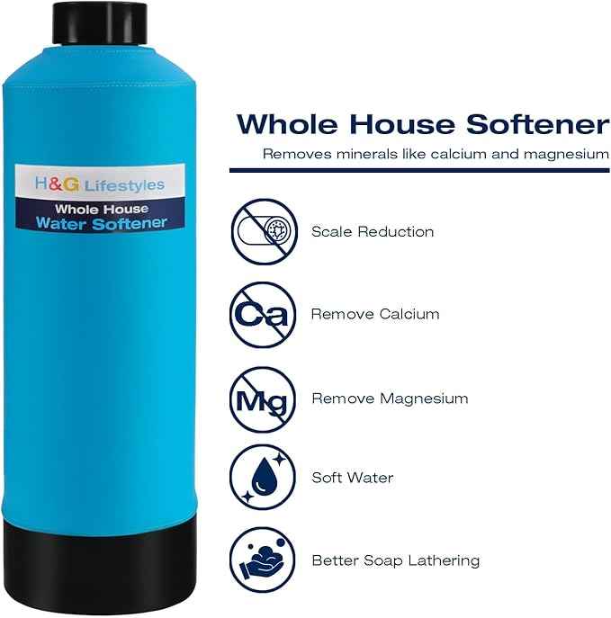 H&G Lifestyles Whole House Water Softener 32,000 Grains, NSF certified Whole Home Water Filtration System for Well & City Water, Remove Calcium Magnesium, Food Grade Resin, Silver-Enhanced, 700,000 Gl