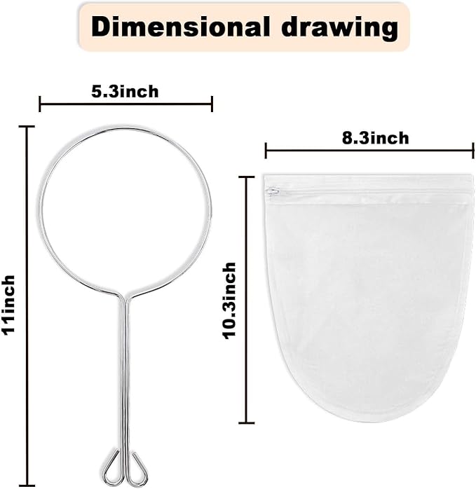 Ultra Fine Mesh Strainer Bags, Reusable Fine Mesh Strainer with Handle, Yogurt Strainer, Cheese Cloths, Suitable for Filtering Tea, Yogurt,Juice,Lard, Bacon Grease, Coffee and Milk