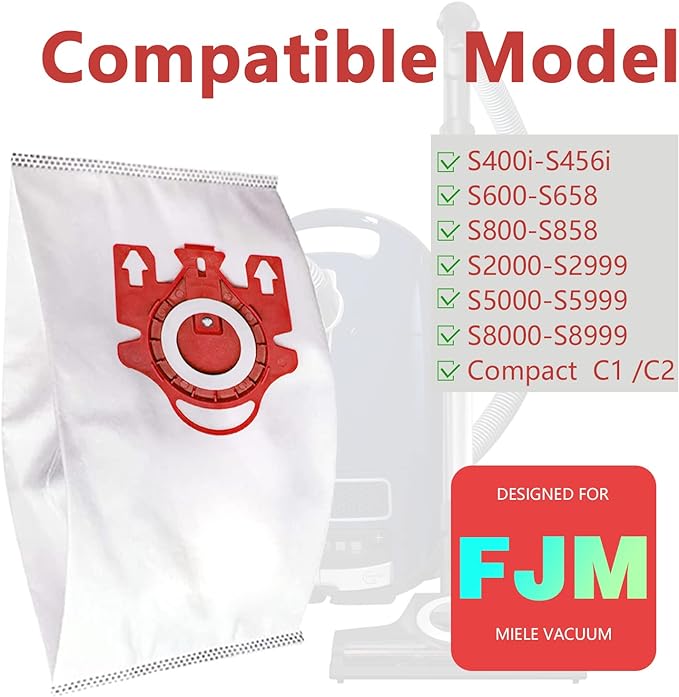 3D Airclean Dust Bags Replacement for Mie.le FJM Compact C2 Compact C1 Complete C1 S241 S290 S300i S500 S700 S4 S6 Series (Pack of 20) with 5 Motor Protection Filters 5 Air.Clean Filters - AquaVibe