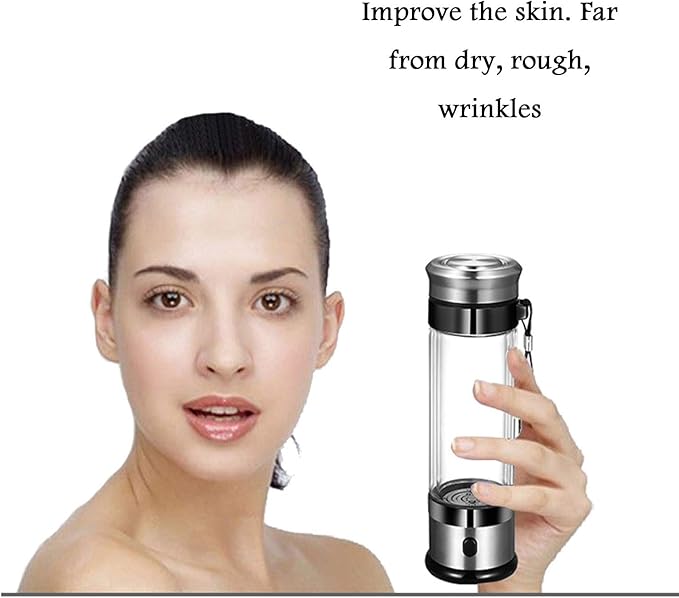 LOVEPET Portable 3-Minute Hydrogen-Rich Water Bottle Rechargeable High Concentration Hydrogen Water Generator Glass Bottle Anti-Aging Anti-Oxidation Kettle 350ml