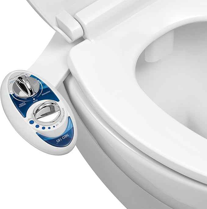 iSpring RCC7AK 75 GPD 6-Stage RO Water Filter + Luxe Bidet NEO 185 Self-Cleaning Dual Nozzle Bidet Toilet Attachment