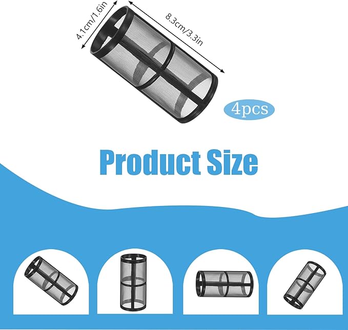4-Pack Stainless Steel Screen Made for Garden Hose Filter, Black 100 Mesh Pressure Washer Filter Accessory Compatible with Hose Sediment T Strainer - AquaVibe