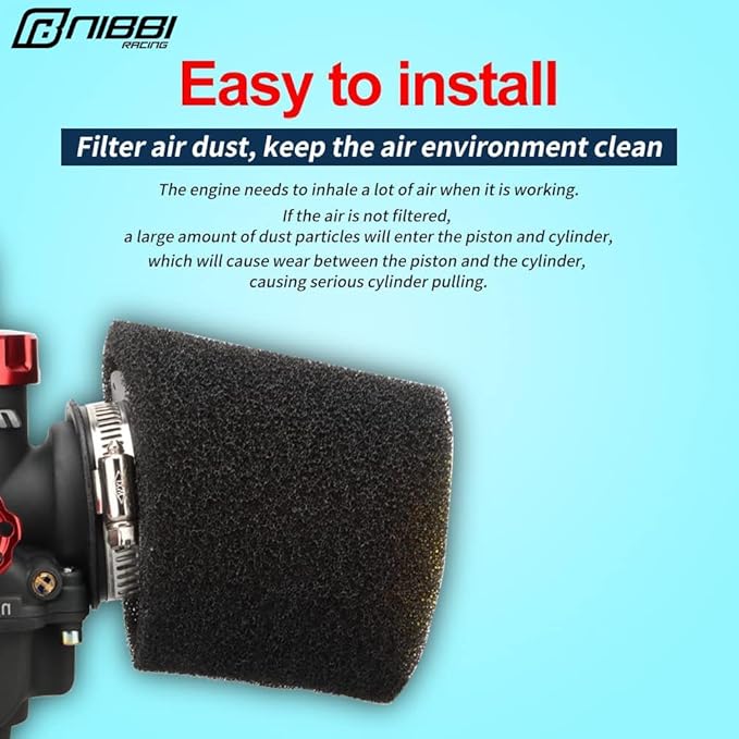 NIBBI Foam Air Filter,Universal Motorcycle 45mm Replacement High Performance Air Filter Intake Cleaner For Go Kart Moped Pit Dirt Bike Parts Motorbike