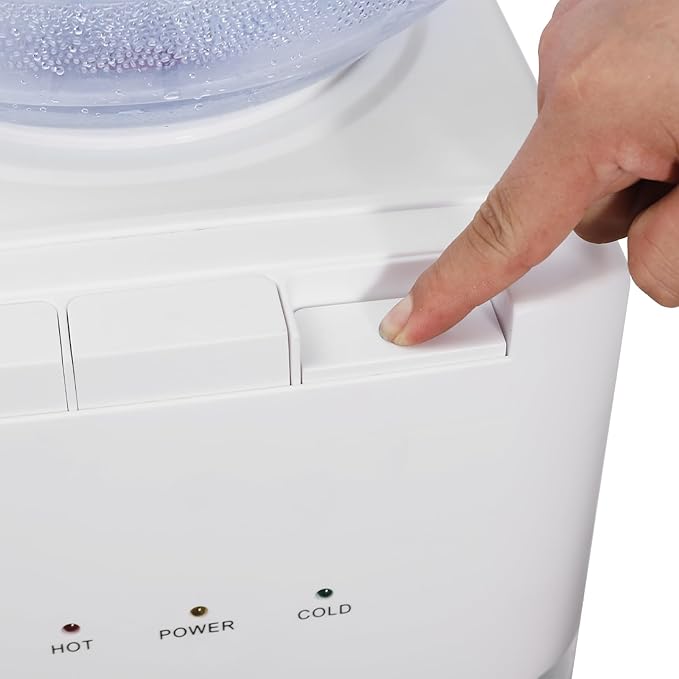 Top Loading Water Dispenser, Water Cooler Dispenser with Double Storage Cabinets, Hot & Cold & Warm Water Dispenser for 5 Gallon Bottles with Child Safety Lock, 50-59 ℉&185-203 ℉