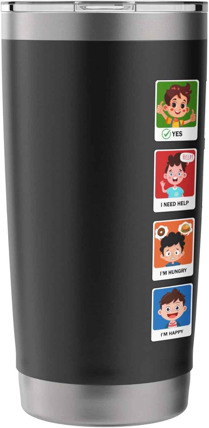 Autism Communication Cards Kids Emotions Speech Therapy AAC Stainless Steel Insulated Tumbler
