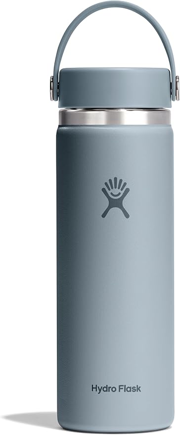 Hydro Flask Water Bottle - Insulated Stainless Steel - Wide Mouth Flex Lid, Non Spill, Leakproof and Refillable in 20 Oz Shale Gray