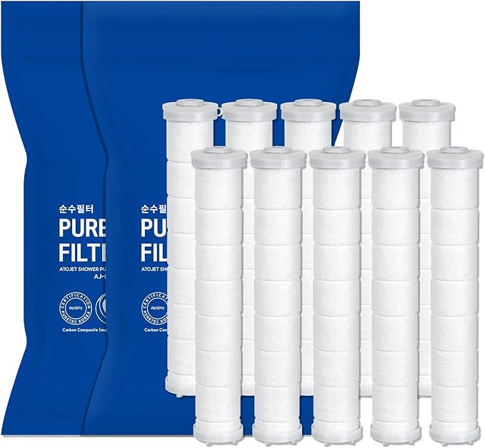 Showerhead Replacement Filters Inspired By Korea's Beauty Culture | Pure Carbon Filters (10 Filters) – Compatible with Atojet AJ8200MC (AJ8200MC-FLT-10PC)