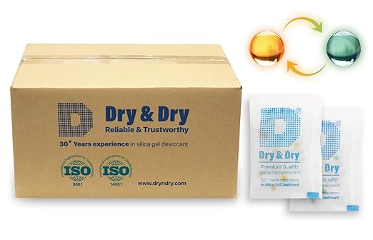 Dry & Dry Orange Indicating Silica Gel Packets Desiccants - Food Safe Silica Packs, Silica Gel, Desiccant Packs for Food Storage - Orange - 1000 Packets (5 Gram)