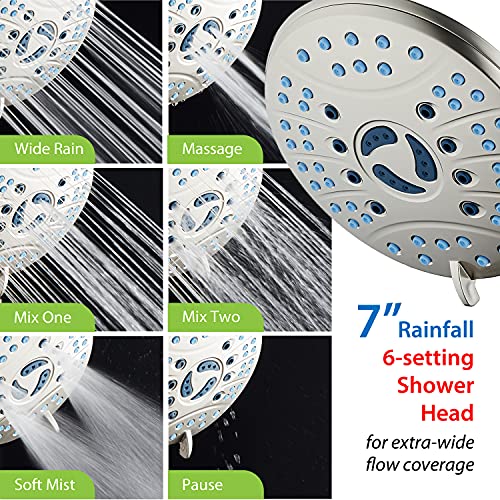 AquaCare 50 mode High Pressure 7 inch Shower Head Combo w