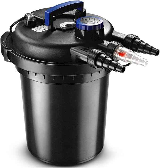 Flexzion Bio Pressure Pond Filter with UV-C Light Clarifier - 1400-2600 Gallons (10000L) GPH Filtration System - Suitable for Koi Ponds, Ornamental Pools, Landscape Water & Fish Aquariums