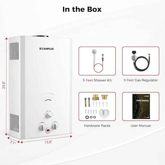 CAMPLUX Outdoor Tankless Water Heater Propane, 4.22 GPM Propane Tankless Water Heater, 16L Outdoor Water Heater for Camping, Remote Cabins, Tiny House & Mobile Home, 110,000 BTU, BW422