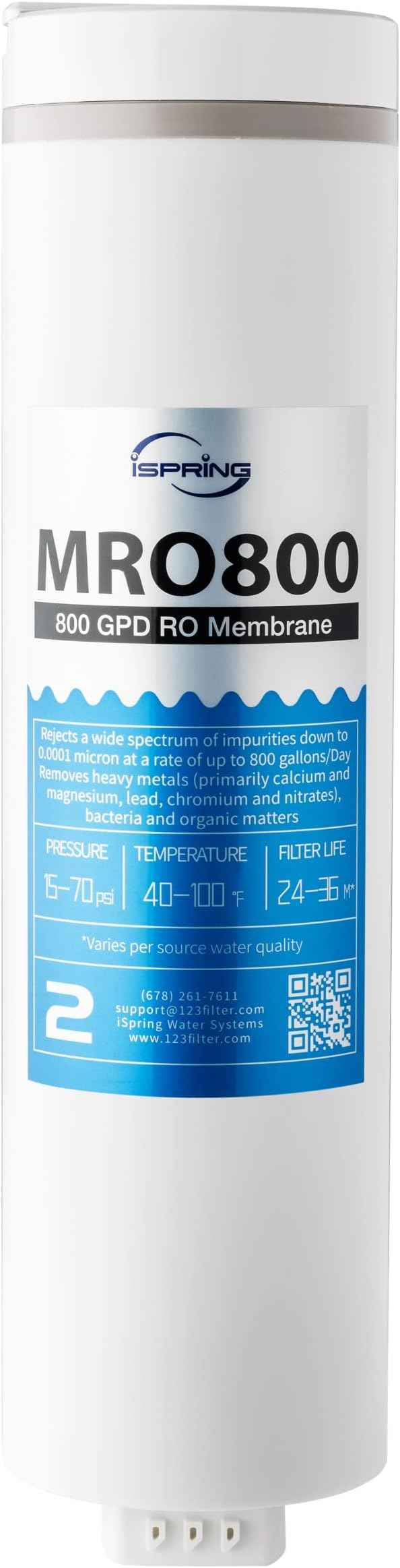 iSpring RO Membrane Reverse Osmosis Replacement, High Flow up to 800 GPD, 2.5:1 Pure to Waste water ratio