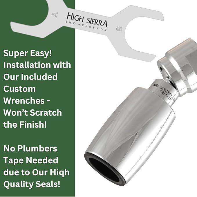 High Sierra Showerheads® - CLASSIC™ Solid Metal 2.0 GPM Award Winning, High Pressure Shower Head, Patented Nozzle Never Clogs - Brushed Gold Finish