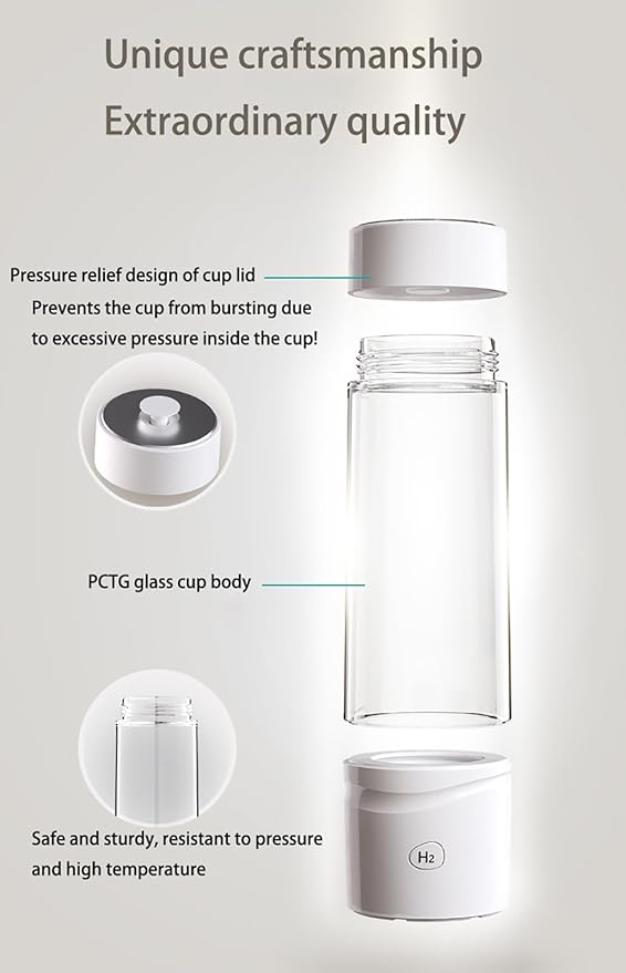 Hydrogen Water Bottle Alkaline, Hydrogen H2 Water Infuser & Hydrogen-Rich Water Machine, Portable & Travel Friendly and Daily Drinking
