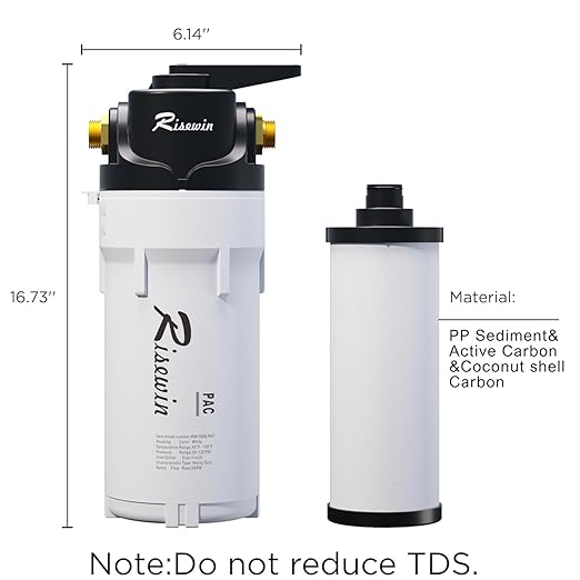 Whole House Water Filter System with 4-Mode Valve,Removes Iron, Sediment, Rust & Chlorine,Freeze Proof,8 GPM High Flow Pre-Filtration System for Well Water & City Water(Single Stage,10 Inch, Black)