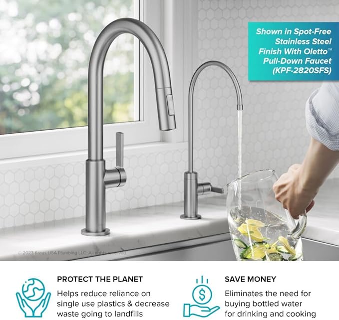 KRAUS Oletto Single Handle Drinking Water Filter Faucet for or Water Filtration System in Spot-Free Antique Champagne Bronze, FF-103SFACB