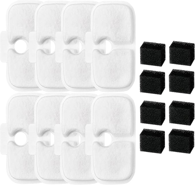 Cat Water Fountain Filter fit for Pet Fountain PLWF005/PLWF115/PLWF105,Pet FountainReplacement Filters (White, 8P)