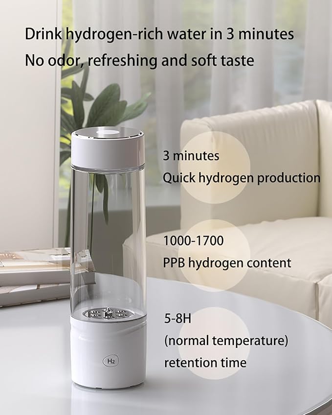 Hydrogen Water Bottle Alkaline, Hydrogen H2 Water Infuser & Hydrogen-Rich Water Machine, Portable & Travel Friendly and Daily Drinking