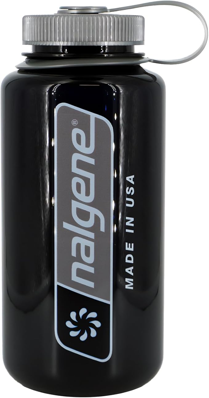 Nalgene BPA-Free Recycled Reusable Water Bottle for Backpacking, Hiking, Gym - 32 oz Shatterproof, Odyssey Large Logo