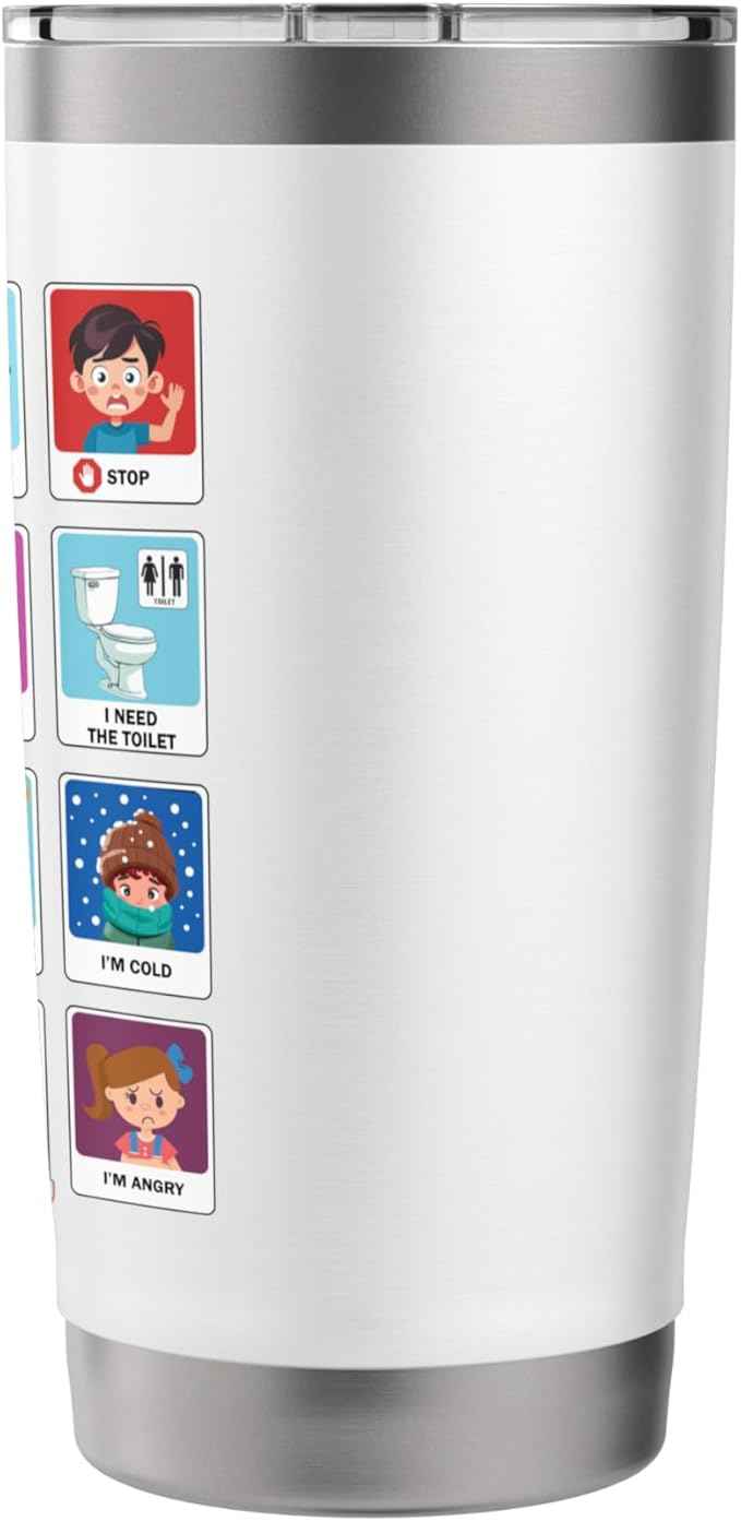Autism Communication Cards Kids Emotions Speech Therapy AAC Stainless Steel Insulated Tumbler