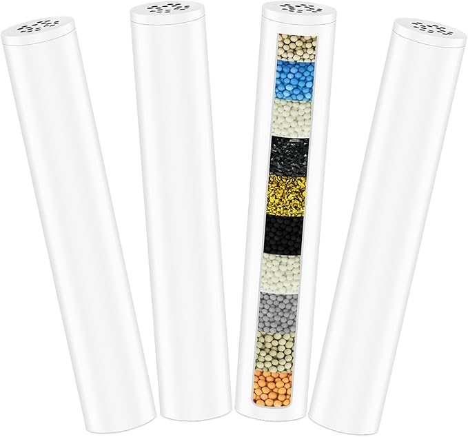 Multi-Stage Shower Filter Compatible with FEELSO High Pressure 7 Spray Shower Handheld, Hard Water High Efficiency Filter,4 Pack-Model Number 72210BC