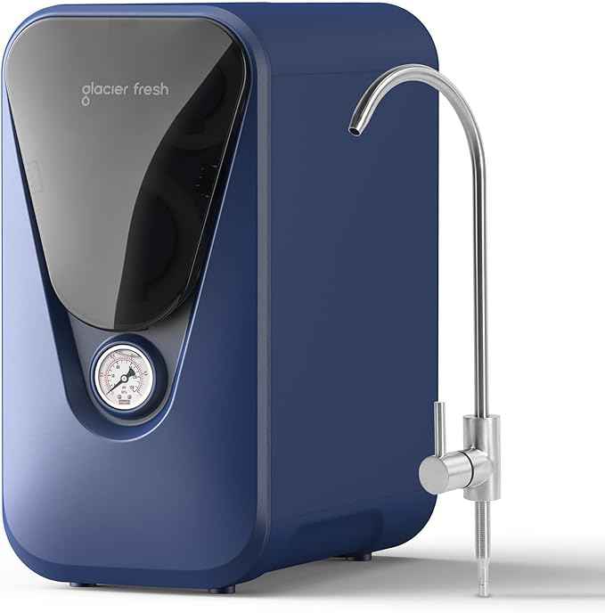 GLACIER FRESH GFU03 Reverse Osmosis System – 800 GPD, Non-Electric, 3:1 Pure-to-Drain, No Noise/No Drilling, 5-Stage Tankless Under-Sink RO Water Filter System, Reduces PFAS/PFOS